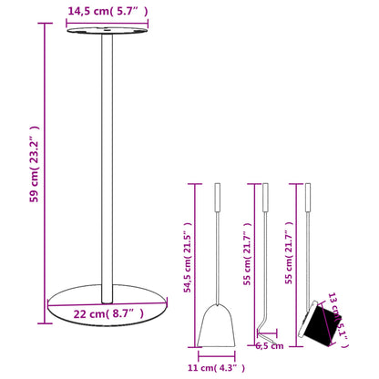 4-Tlg. Kaminwerkzeug-Set 22X59 Cm Stahl