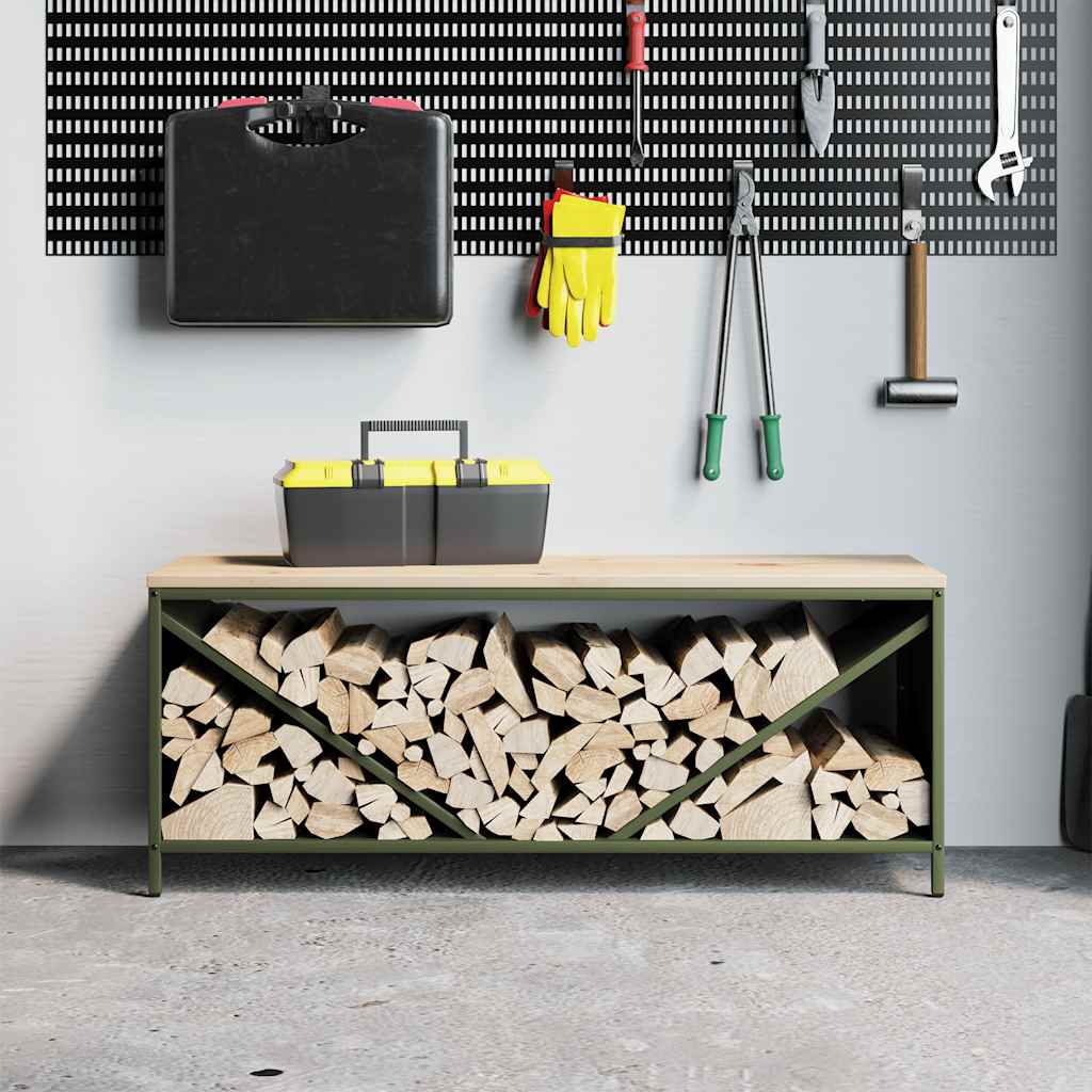 Brennholzregal Mit Holzplatte 100,5X35,5X40 Cm