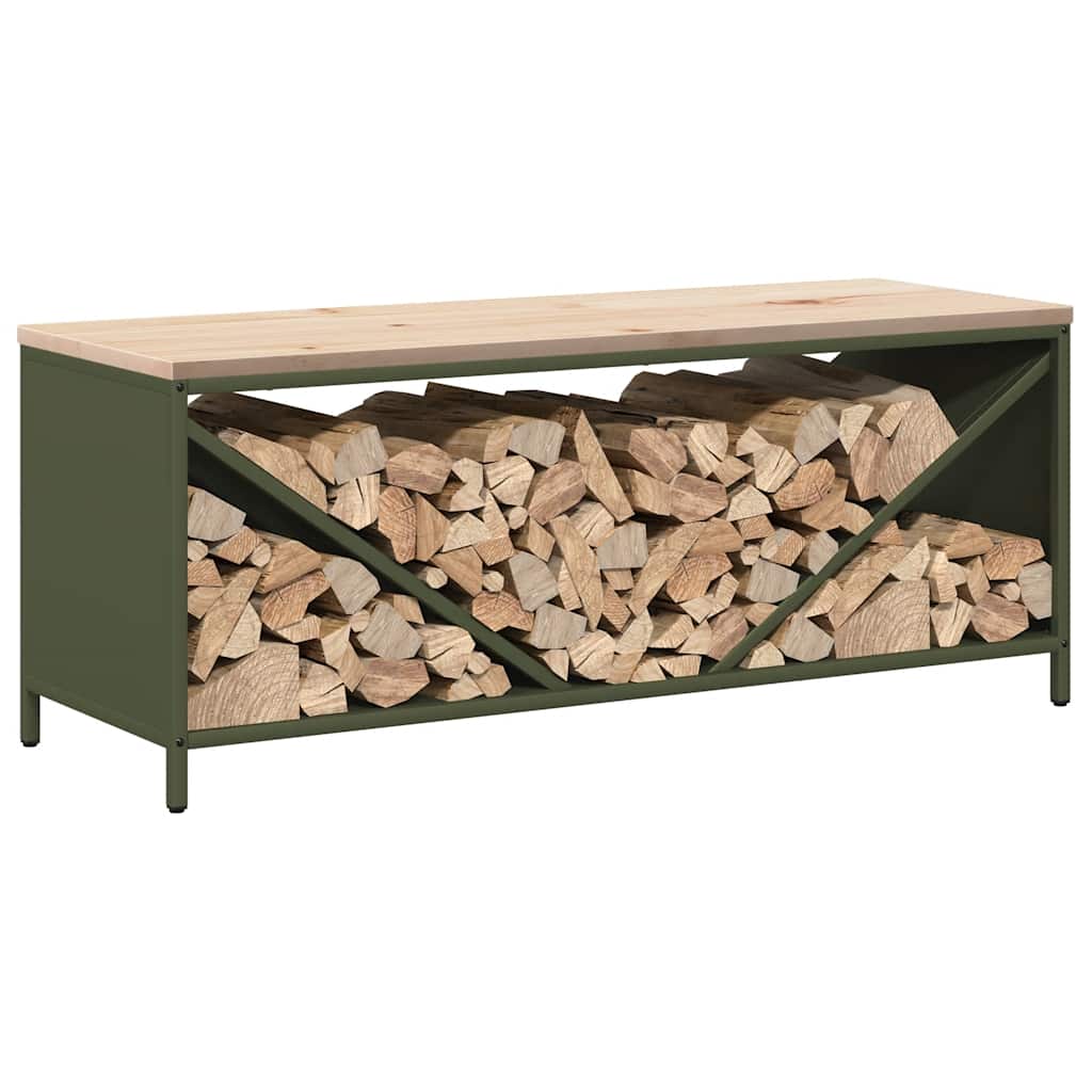 Brennholzregal Mit Holzplatte 100,5X35,5X40 Cm