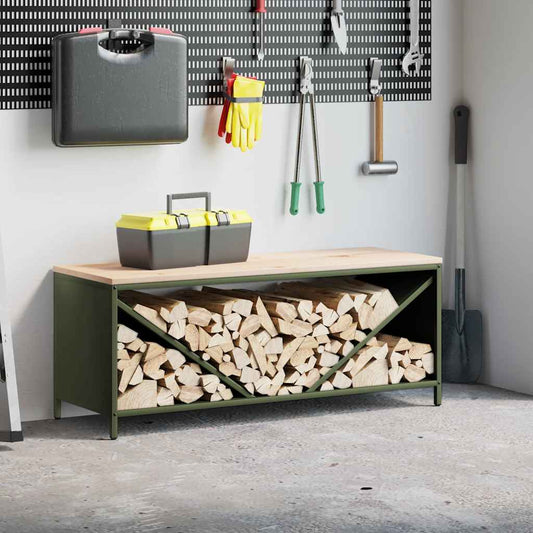 Brennholzregal Mit Holzplatte 100,5X35,5X40 Cm